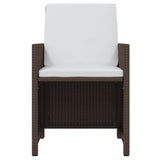 17 Piece Garden Dining Set with Cushions Poly Rattan Brown - Rear View