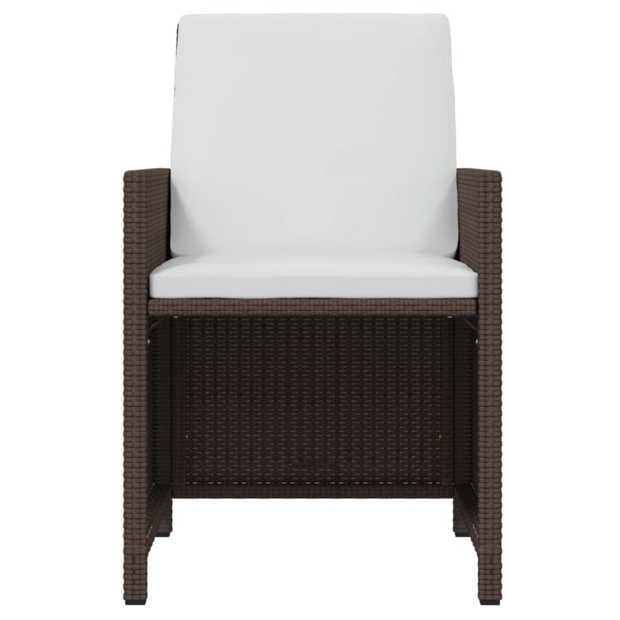 17 Piece Garden Dining Set with Cushions Poly Rattan Brown