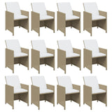 13 Piece Garden Dining Set with Cushions Poly Rattan Beige - Top-Down View