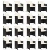 17 Piece Garden Dining Set with Cushions Poly Rattan Black - Rear View