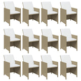 13 Piece Garden Dining Set with Cushions Poly Rattan Beige - Top-Down View