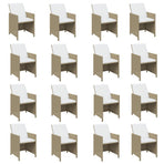 17 Piece Garden Dining Set with Cushions Poly Rattan Beige