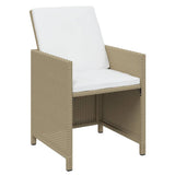 17 Piece Garden Dining Set with Cushions Poly Rattan Beige