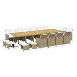 17 Piece Garden Dining Set with Cushions Poly Rattan Beige