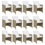 17 Piece Garden Dining Set with Cushions Poly Rattan Beige