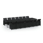 15 Piece Garden Dining Set with Cushions Poly Rattan Black