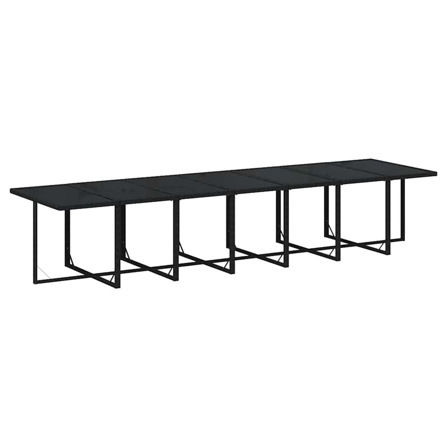 15 Piece Garden Dining Set with Cushions Poly Rattan Black