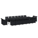19 Piece Garden Dining Set with Cushions Poly Rattan Black