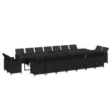 19 Piece Garden Dining Set with Cushions Poly Rattan Black - Side View