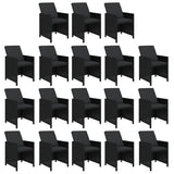 19 Piece Garden Dining Set with Cushions Poly Rattan Black - Top-Down View