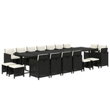 19 Piece Garden Dining Set with Cushions Poly Rattan Black - Side View