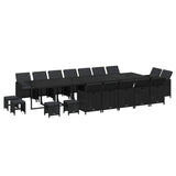19 Piece Garden Dining Set with Cushions Poly Rattan Black - Side View