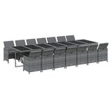 15 Piece Garden Dining Set with Cushions Poly Rattan Grey