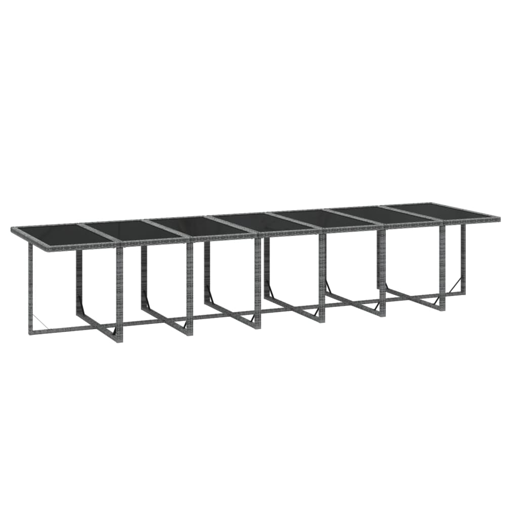 15 Piece Garden Dining Set with Cushions Poly Rattan Grey