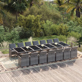 15 Piece Garden Dining Set with Cushions Poly Rattan Grey