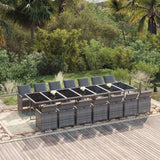 15 Piece Garden Dining Set with Cushions Poly Rattan Grey