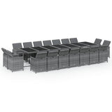 19 Piece Garden Dining Set with Cushions Poly Rattan Grey