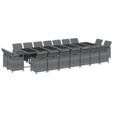 19 Piece Garden Dining Set with Cushions Poly Rattan Grey