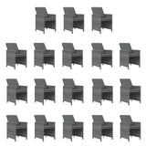 19 Piece Garden Dining Set with Cushions Poly Rattan Grey - Top-Down View