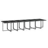 19 Piece Garden Dining Set with Cushions Poly Rattan Grey - Close-Up Angle