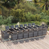 19 Piece Garden Dining Set with Cushions Poly Rattan Grey