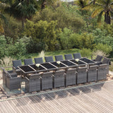 19 Piece Garden Dining Set with Cushions Poly Rattan Grey