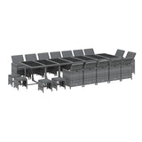 19 Piece Garden Dining Set with Cushions Poly Rattan Grey - Side View