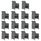 19 Piece Garden Dining Set with Cushions Poly Rattan Grey - Top-Down View