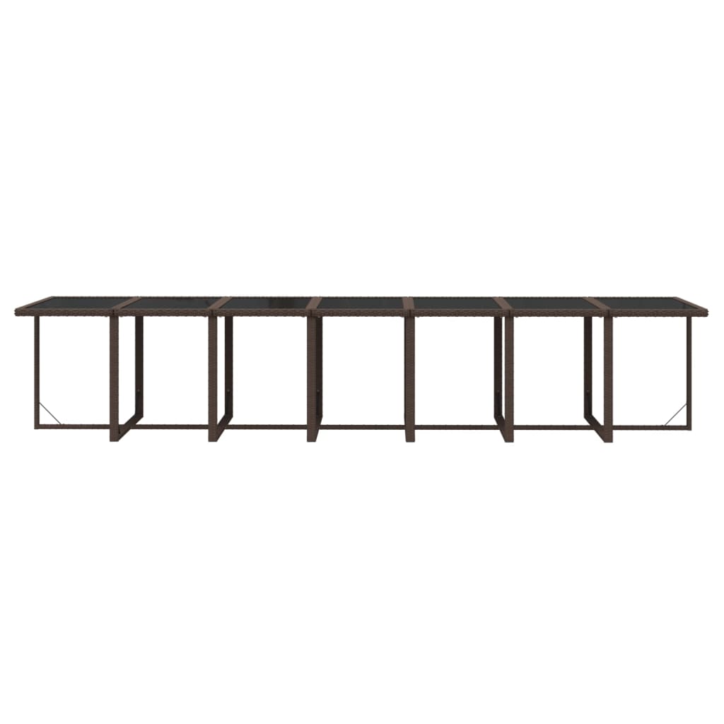 15 Piece Garden Dining Set with Cushions Poly Rattan Brown