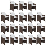 19 Piece Garden Dining Set with Cushions Poly Rattan Brown - Top-Down View