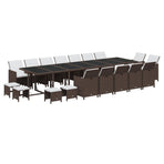 19 Piece Garden Dining Set with Cushions Poly Rattan Brown