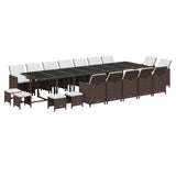 19 Piece Garden Dining Set with Cushions Poly Rattan Brown - Side View