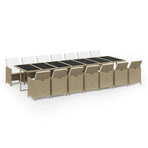 15 Piece Garden Dining Set with Cushions Poly Rattan Beige