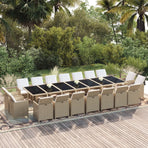 19 Piece Garden Dining Set with Cushions Poly Rattan Beige