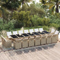 19 Piece Garden Dining Set with Cushions Poly Rattan Beige