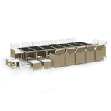 19 Piece Garden Dining Set with Cushions Poly Rattan Beige