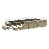 19 Piece Garden Dining Set with Cushions Poly Rattan Beige