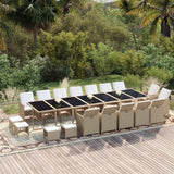 19 Piece Garden Dining Set with Cushions Poly Rattan Beige