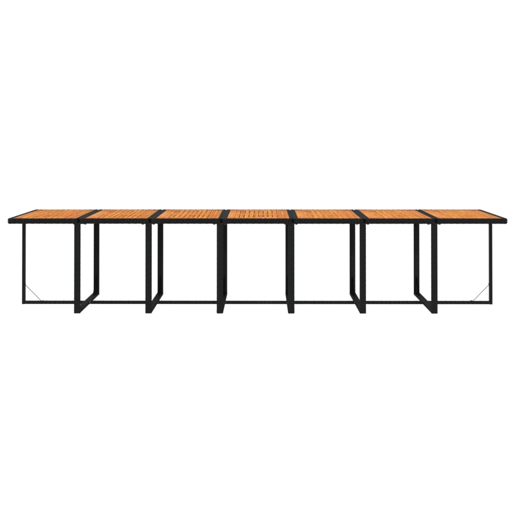 15 Piece Garden Dining Set with Cushions Black Poly Rattan