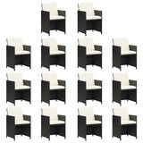 19 Piece Garden Dining Set with Cushions Black Poly Rattan - Top-Down View