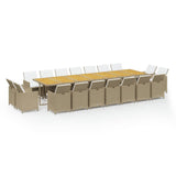 19 Piece Garden Dining Set with Cushions Beige Poly Rattan