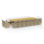 19 Piece Garden Dining Set with Cushions Beige Poly Rattan