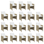 19 Piece Garden Dining Set with Cushions Beige Poly Rattan