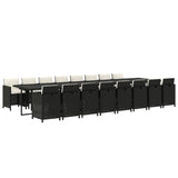 17 Piece Garden Dining Set with Cushions Black Poly Rattan - Side View