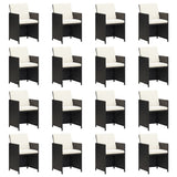 17 Piece Garden Dining Set with Cushions Black Poly Rattan