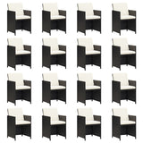 17 Piece Garden Dining Set with Cushions Black Poly Rattan - Top-Down View