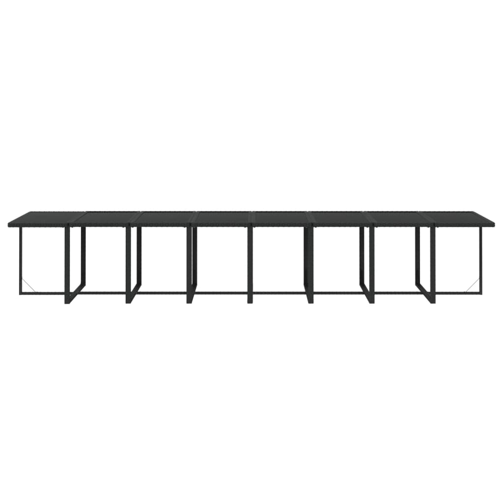 17 Piece Garden Dining Set with Cushions Black Poly Rattan