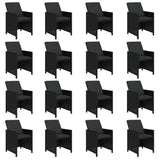 17 Piece Garden Dining Set with Cushions Black Poly Rattan