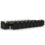 21 Piece Garden Dining Set with Cushions Black Poly Rattan