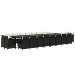 21 Piece Garden Dining Set with Cushions Black Poly Rattan